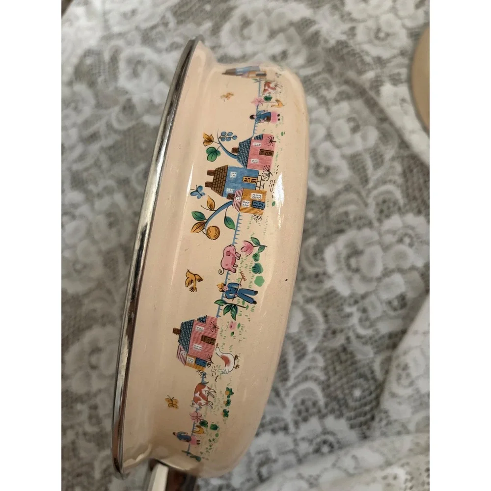 Vintage International Heartland Skillet with Lid  Folk Art Farm Cottagecore Pan